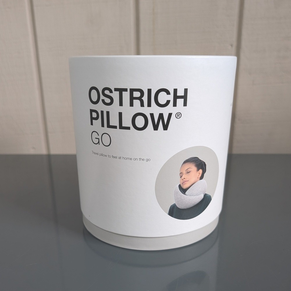 Ostrichpillow Go Luxury Travel Neck Pillow Midnight Grey Memory Foam with Pouch